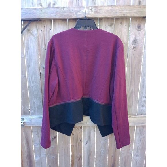 Torrid Color Block Shawl Collar Blazer Cardigan Black & Maroon Red 2X #10416601 - Picture 5 of 10